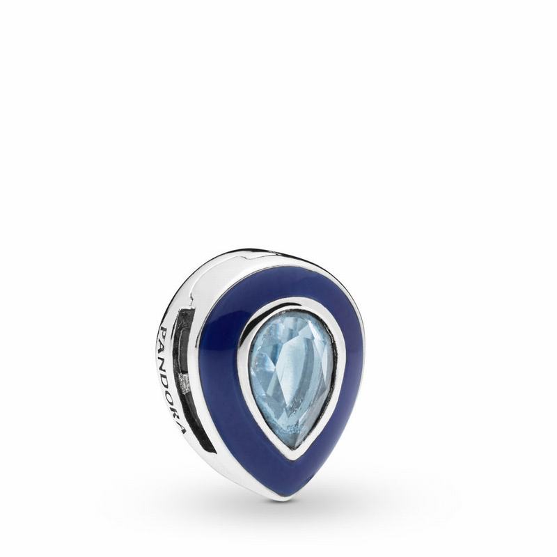 Pandora Reflexions™ Dazzling Blue Droplet Clip Charm - Sterling Silver/Enamel/Blue/Crystal - Canada